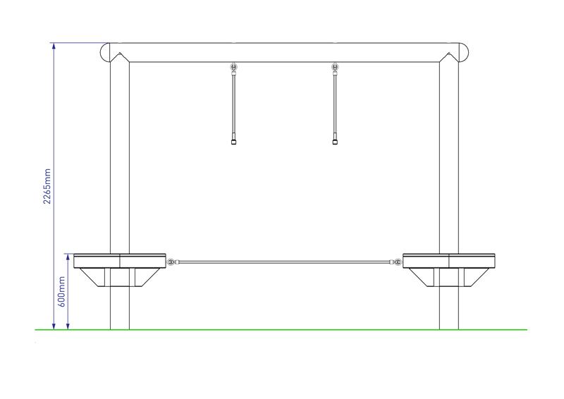 Technical render of a Platform to Platform Tightrope Crossing